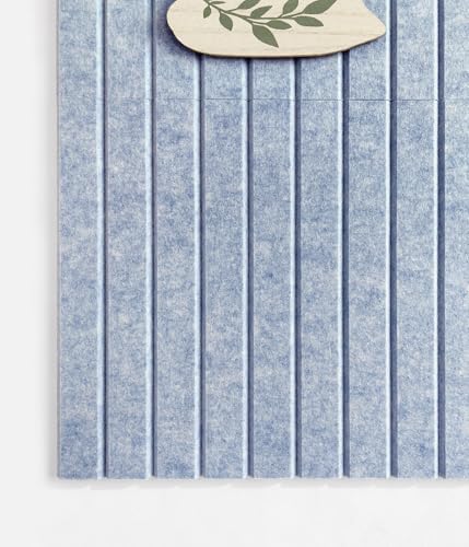 Slated Felt Bulletin Board Tiles | Cork Board Alternative for Walls | Wall Panels for Office & Home Decor | Aesthetic Pinboard & Photo Board | 12-Pack (11.8" x 11.8") with Adhesive | Blue Marble
