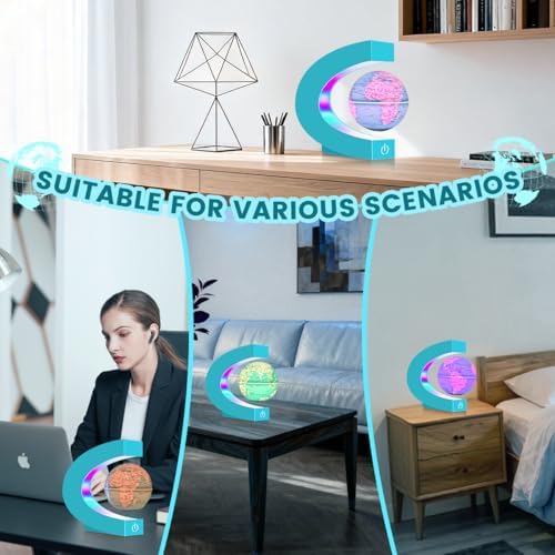 Magnetic Levitating Floating Globe with 7 Colored Lamp, Cool Tech Gadgets Gifts World Globe Lamp for Men Father Teenage Boys Girls, Birthday Gifts Desk Decor Office Home Display Frame