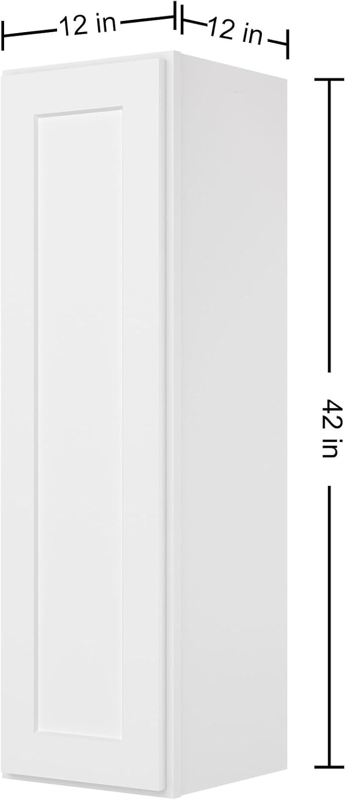 Furinno Shaker 4-Tier Wall Kitchen Cabinet, 1-Door, White | 12 D x 12 W x 42 H, Adjustable Hinges, Soft-Close Shaker-Style Door, Ready to Assemble, Plywood, for Pantry, Dining Room