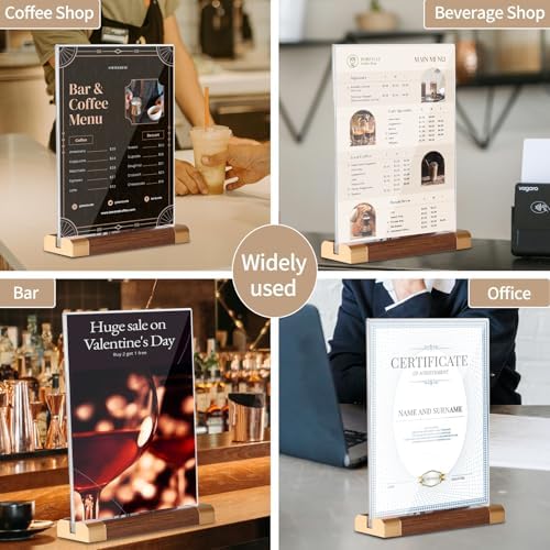 Acrylic Sign Holder 8.5 x 11, 3 Pack Double-Side Vertical Display Stand