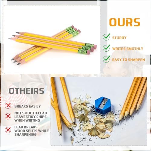 Seajan 48 Pcs 2B Jumbo Pencils, Big, Fat, Thick, Triangular Grip 7 Inch Large Pencils Refill with Eraser for Beginners Office Christmas Gifts(Yellow)