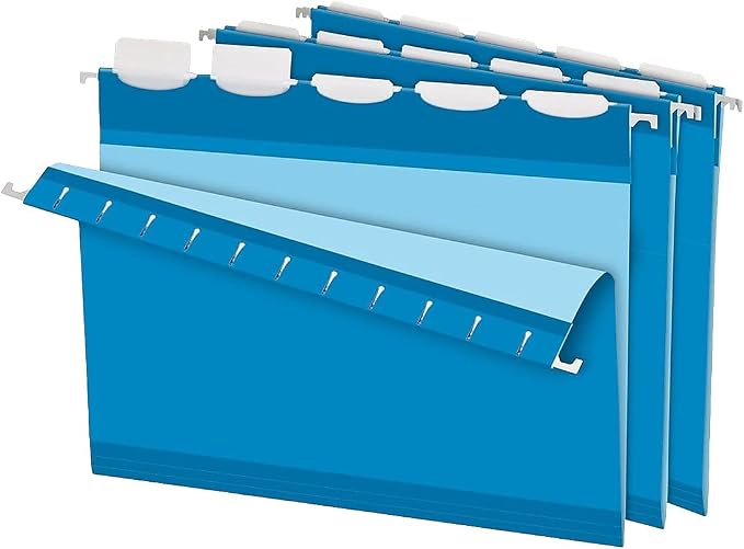 Pendaflex Ready-Tab Reinforced Hanging Folders, Letter Size, Blue, 5 Tab, 25/BX (42622)