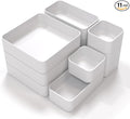 CHANCETSUI 11-Piece Stackable Drawer Organizer Set, Multi-size Desk Drawer Organizer Trays Vanity Storage Bins for Storing Makeup, Stationery, Utensils in Bathroom Dresser, Office and Kitchen