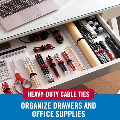 VELCRO Brand Heavy Duty ONE-WRAP Cable Ties, 8in x 1/2in, Black, 60 Pack