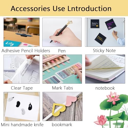 Office Supplies,Desk Accessories,Desk Organizer,Stapler,Tape Dispenser,Folding Phone Holder,Scissors,Notebook,Staple Remover,Staples,Clear Tape,Sticky Notes,Paper Clips,Bookmark,Pen,Pen pals Ect.27pcs