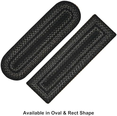 Homespice Jet Black Jute Braided Table Runner, Rect 8x28 Set of 2