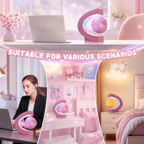 Magnetic Levitating Floating Globe Lamp with 7 Colors, Cool Tech Gadgets Gifts for Ladies/Mother/Wife/Girlfriend, Birthday Gifts Desk Decor for Office Home Bookshelf Display
