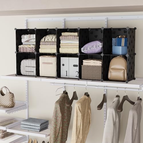 UNKU 6 Cube Storage Organizer, Closet Organizer Storage Shelves, Black