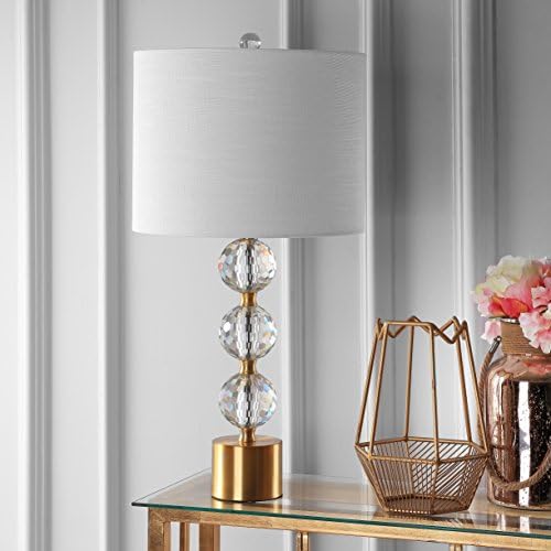 JONATHAN Y Ashley Crystal Faceted Orb Table Lamp 25.25", Clear/Brass Gold
