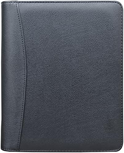 Fan&Ran Zipper Planner Organizer, Undated Starter Set Simulated Leather Cover, 6-Ring Binder, A5, Black