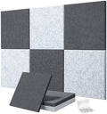0.47" Thick Felt Pin Board 36"x24" Large Cork Board Alternative 6 Pack 11.81"x11.81"Felt Bulletin Board Wall Tiles Notice Board with 30 Pushpins for Home Office School(Silver&Dgrey)