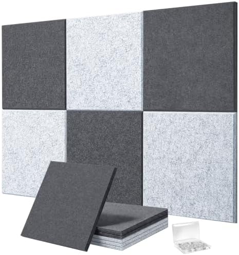 0.47" Thick Felt Pin Board 36"x24" Large Cork Board Alternative 6 Pack 11.81"x11.81"Felt Bulletin Board Wall Tiles Notice Board with 30 Pushpins for Home Office School(Silver&Dgrey)