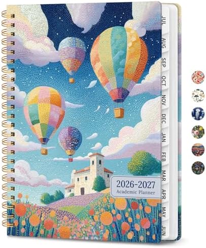 Large Planner 2026-2027, A4 (8.5" x 11") Hardcover Weekly & Monthly Planner July 2026 - June 2027 with Monthly Tabs, Academic Planner for School, Work and Office, Balloon Valley