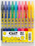PILOT, G2 Smileyworld Gel Roller Pens, 10 Pack Pouch, Assorted Ink