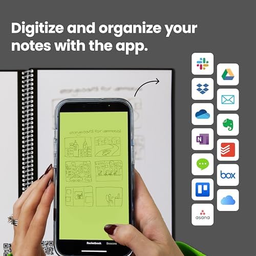 Rocketbook Core Reusable Spiral Notebook, Executive Size 6x8.8, Teal - Dotted Pages, App-Connected, Erasable, Durable Cover, Ideal for School, Work, and Creative Projects