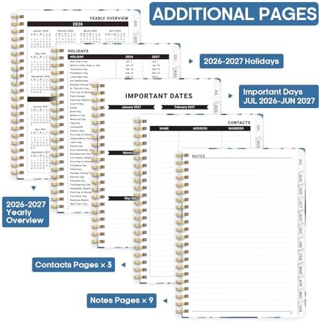 Planner 2026-2027, Weekly & Monthly Academic Calendar, Jul 2026 – Jun 2027