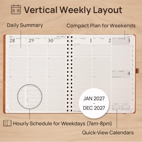 POPRUN 2027 Planner,8.5''x10.5'' Recycled Paper Weekly and Monthly Calendar