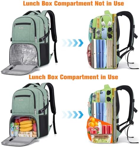 Insulated Lunch Backpack Fit 17" Laptop with Cooler Compartment