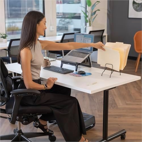 Fellowes Step File Junior Wire Organizer Rack, 6 Sections, Black (72613)