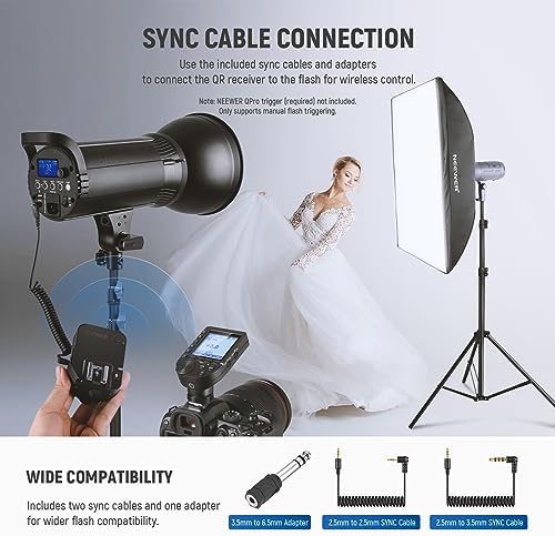 NEEWER QR 2.4G Wireless Flash Receiver for NEEWER QPRO-C, QPRO-N, QPRO-S Triggers, Single Contact with 2.5mm Sync Port, Hot Shoes, 1/4" Thread, Compatible with Godox Yongnuo NEEWER Vision4 S101 NW700