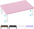 ECOLOVI Adjustable Wood Computer Monitor Stand Riser, Office Desk Organizer and Accessories for Monitor, Laptop, PC, Printer, Office Desk Accessories Workspace Organizer for Home Office Supplies, Pink