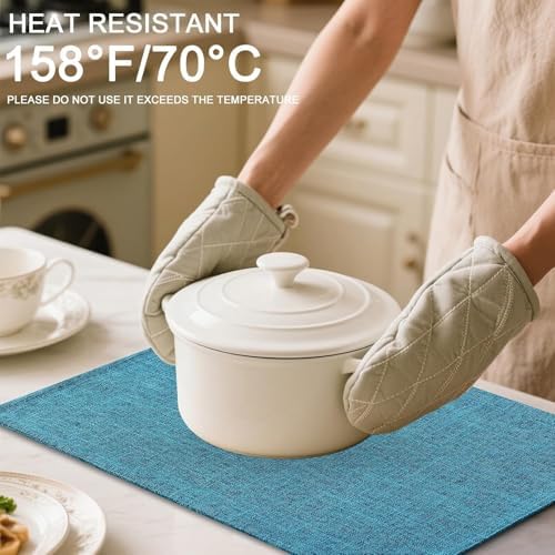 Homaxy Cloths Placemats for Dining Table Set of 6, 13" x 19", Teal