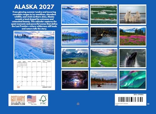 Alaska Calendar 2027 Alaskan Gifts Monthly Wall Calender 12 Month