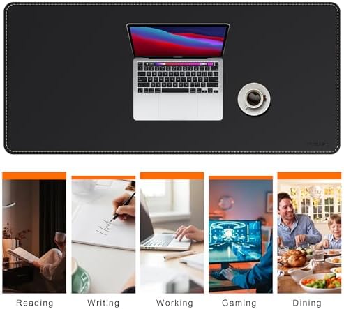 Mydours 52" x 24" XXL Large Desk Mat, PU Leather Full Desk Mouse Pad, Black