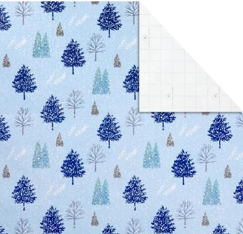 Hallmark Flat Wrapping Paper, 12 Sheets with Stickers (Blue)
