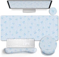 LIMKRIAN Blue Striped Mouse Pad Set Large Desk Mat for Keyboard and Mouse