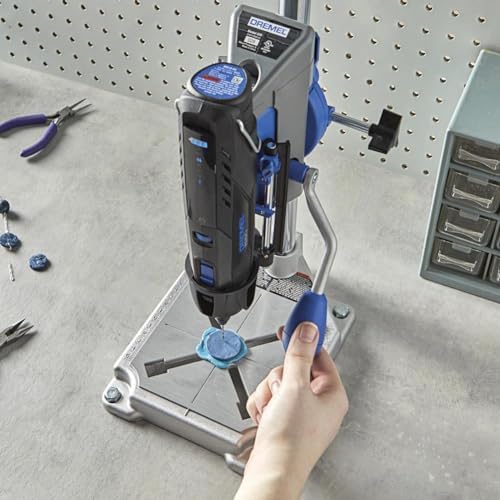 Dremel Drill Press Rotary Tool Workstation Stand with Wrench - Mini Portable Press & Tool Holder - 2-Inch Depth - Ideal for Drilling Perpendicular and Angled Holes - 220-01