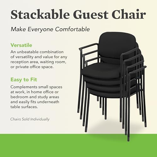 HON Scatter Guest Chair with Arms, Fabric Office Chairs, Black
