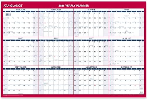 AT-A-GLANCE 2026 Wall Calendar, Monthly, 24" x 36", Extra Large, Paper, Reversible, Vertical-Horizontal (PM2122826)