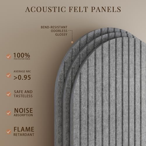 JBER Large Arched Felt Bulletin Board 36" x 24", 6 Pack, Light Gray