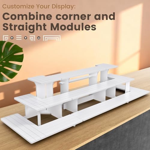 3-Tier Corner Display Stand for Vendors, White PVC Retail Tabletop Shelves