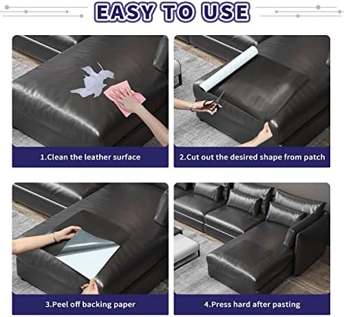 Leather Repair Patch Tape Kit, Self Adhesive Leather Repair for Furniture, Couch, Sofa, Car Seats,Office Chair,Vinyl Repair Kit.120inx16in