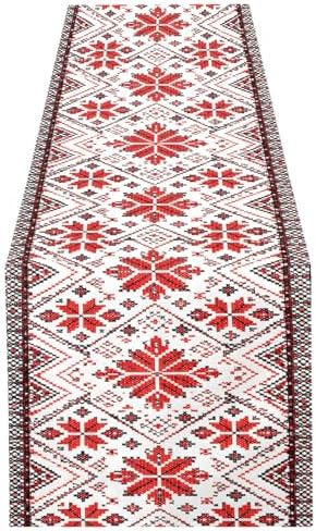 ALAZA Double-Sided Ukrainian Embroidery Ornament Table Runner 14x108 Inches Long,Table Cloth Runner for Wedding Birthday Party Kitchen Dining Home Everyday Decor