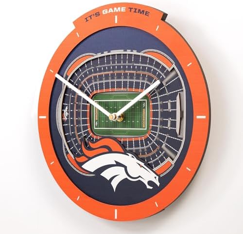 YouTheFan NFL Denver Broncos StadiumView 3D Wall Clock