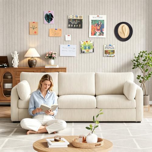 Felt Bulletin Board 48"x36" Large - Cork Board Alternative, 12-Pack Felt Wall Tiles with 70 Adhesive Tabs & 35 Pushpins, Pin Board for Home Office Decor, Oatmeal