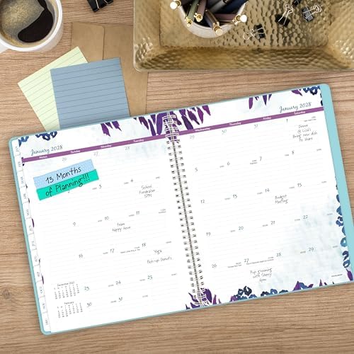 AT-A-GLANCE 2027 Appointment Book Planner, Weekly & Monthly, 13-Month Jan-Jan, 8.5" x 11", Hourly, Wild Washes, Teal (523-905-27)