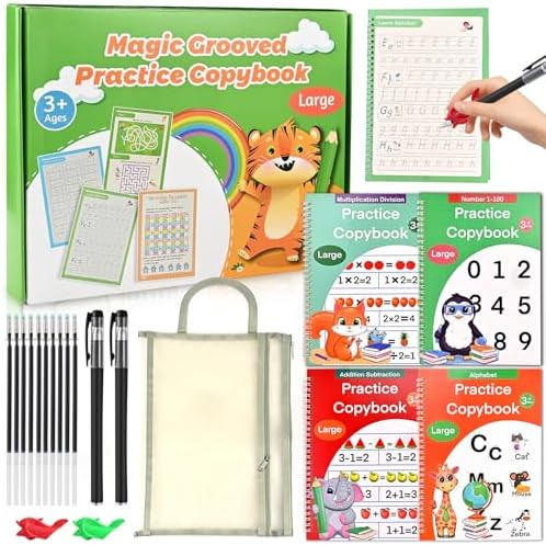 Goldge Magic Grooved Writing Practice for Kids 3-8 – 4 Handwriting Practice