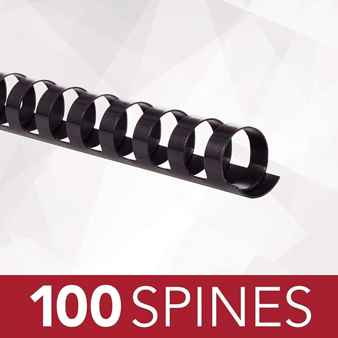 GBC Binding Spines / Spirals / Coils, 5/8" Diameter, 130 Sheet Capacity, CombBind, Black, 100 Pack (4000092)