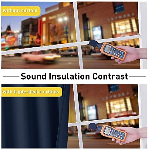 NICETOWN Sound Blocking Black Out Curtains for Patio Door, Heavy-Duty Space Divider Curtains for Living Room, Lined Insert Noise, Blackout, Thermal Insulation Drapes for Closet (Navy, 84-inch Long)