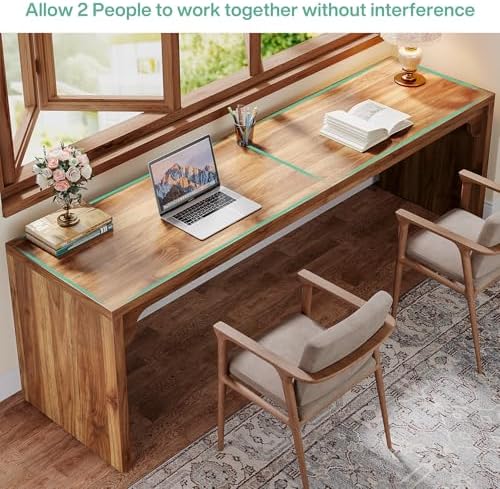 Tribesigns 78.7-Inch Extra Long Desk, Two Person Long Computer Desk, Double Writing Table for Home Office, Light Walnut Brown