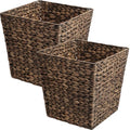 happimess Theo 4.8 Gal 12" Square Wicker Wastebasket, Brown, Set of 2