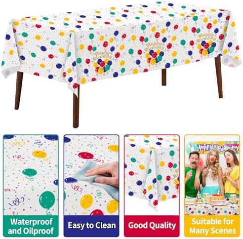 CXPSINC 54 Inch X 300 Feet Plastic Table Cover Roll Disposable Tablecloth with Slide Cutter for All Type/Shape Tables | Party, Banquet, Birthdays, Weddings(Balloon, 300 Feet)