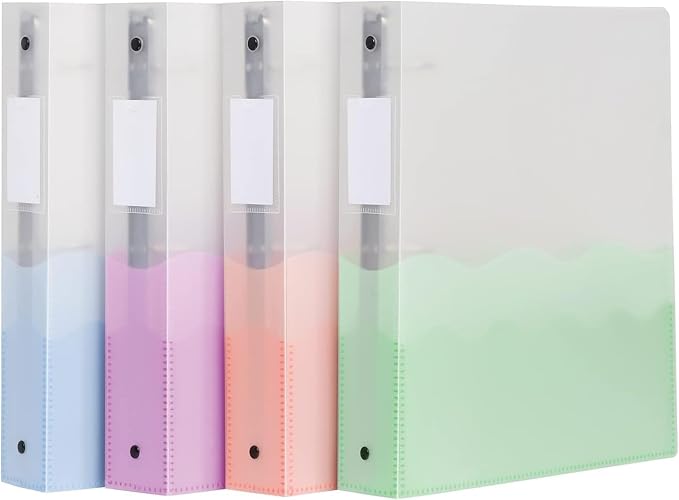 Oxford Wave Binders, Binders for School and Office, Strong Flexible Poly, 4 Wave Pockets, 4 Assorted Colors, Transluscent Covers, Holds up to 350 Sheets, 1.5 inch Binder, 4-Pack (91091)