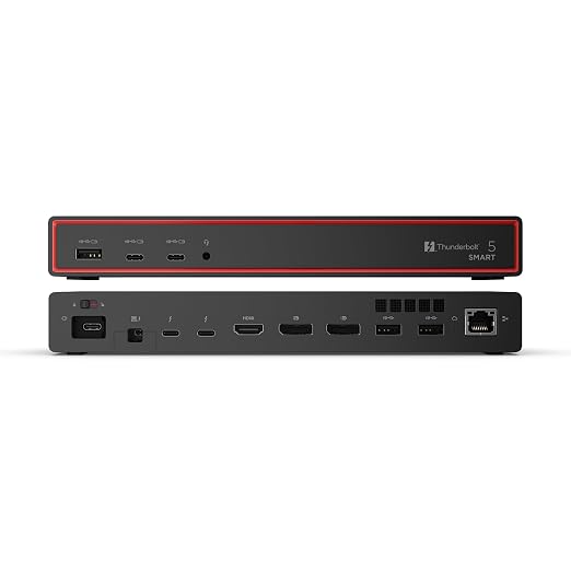 Lenovo ThinkPad Thunderbolt 5 Smart Dock 7500, 120Gbps Data Transfer, 180W Power Delivery, Multiple Display Support, 2.5Gbps Ethernet, Black