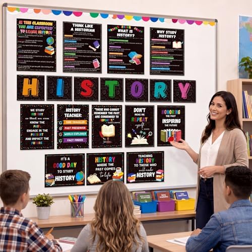 Funrous 19 Pcs History Posters History Classroom Decoration, Classic