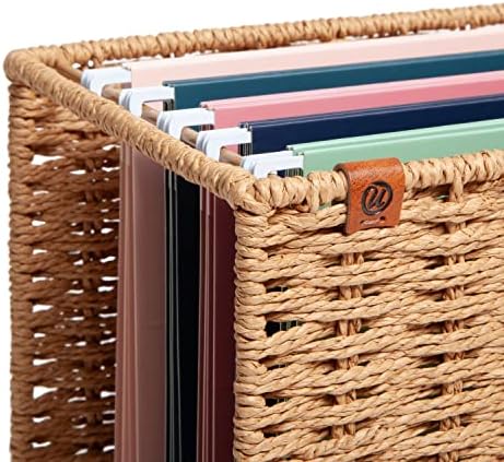 U Brands Woven Hanging File Basket, 1 Count, Desk Organizer, Natural Color